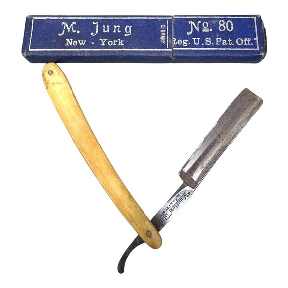 Antique M. Jung Wester Bros Anchor Brand Straight Razor With Yellow Handle READ - Picture 1 of 7